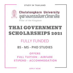 Chulalongkorn University Scholarship Fully Funded in Thailand 2021